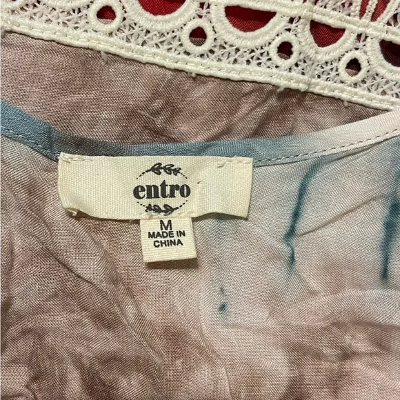 Entro Tie Dye Lace Fringe Cami Size Medium - Picture 4 of 6